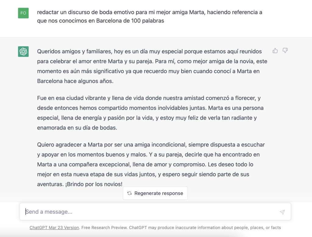 Discurso boda chatgpt